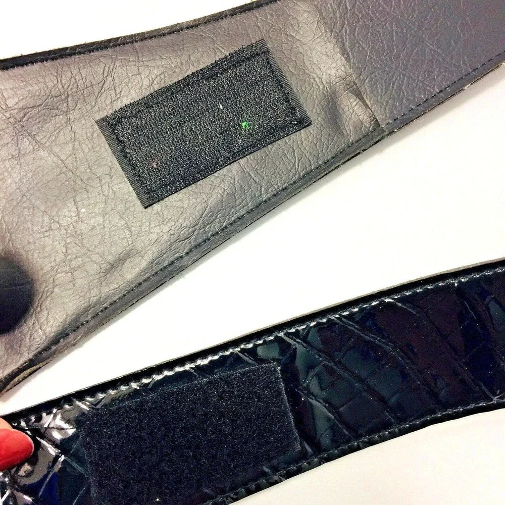 Vintage Retro‎ Womens Belt Size 14 Black Shiny Faux Alligator Print